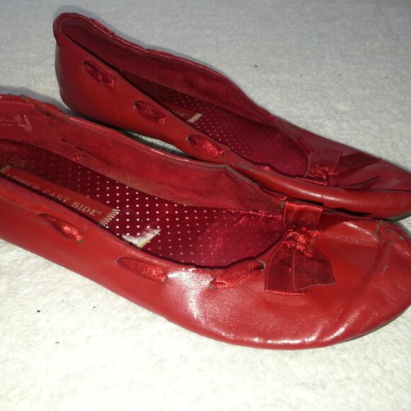 Size 8 Lower East Side Red Soft Vintage Ballet Flats - Picture 6 of 10